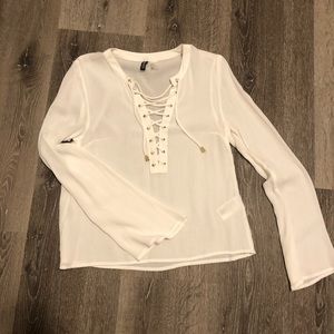 White lace up top